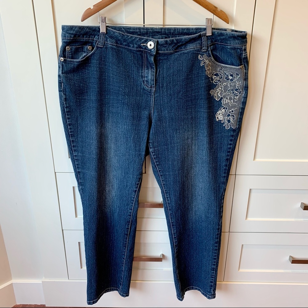 Penningtons lace embroidered jeans